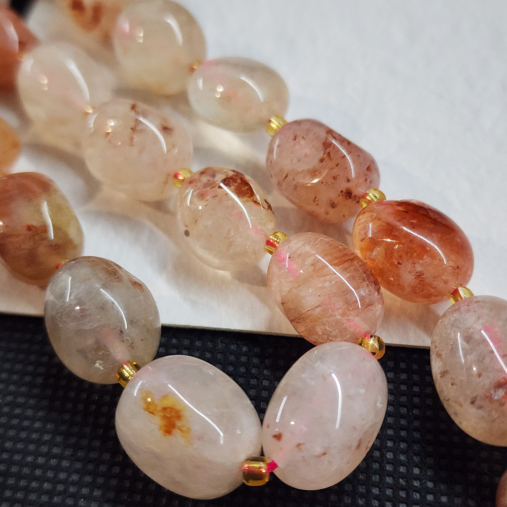 Клубничный кварц, крупная галтовка, 10-15 мм, камни овалы бочонки, штучно