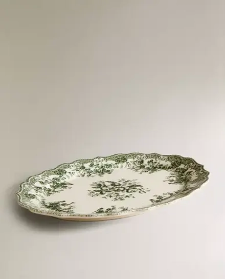 ZARA HOME БЛЮДО ИЗ ФАЯНСА С ЦВЕТОЧНЫМ УЗОРОМ, ОЛИВКОВЫЙ