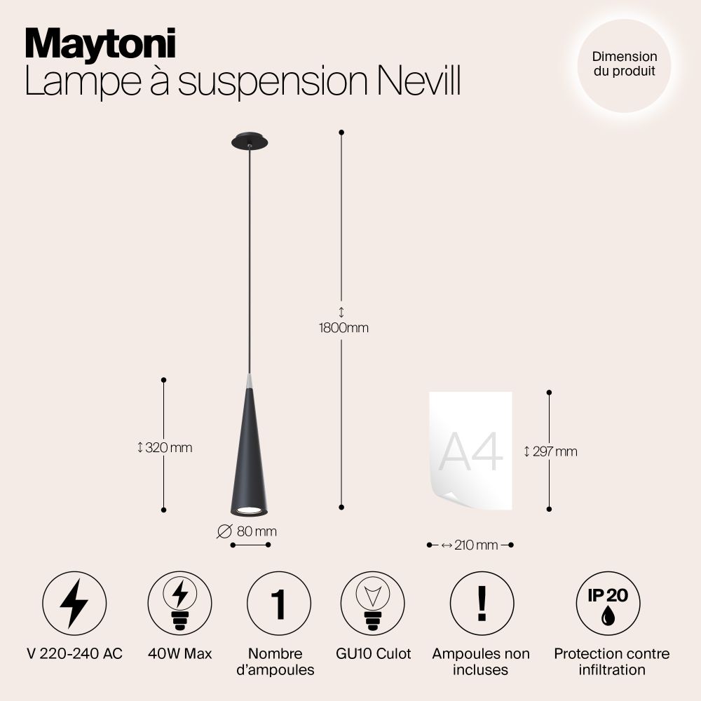 Подвесной светильник Technical P318PL-01B