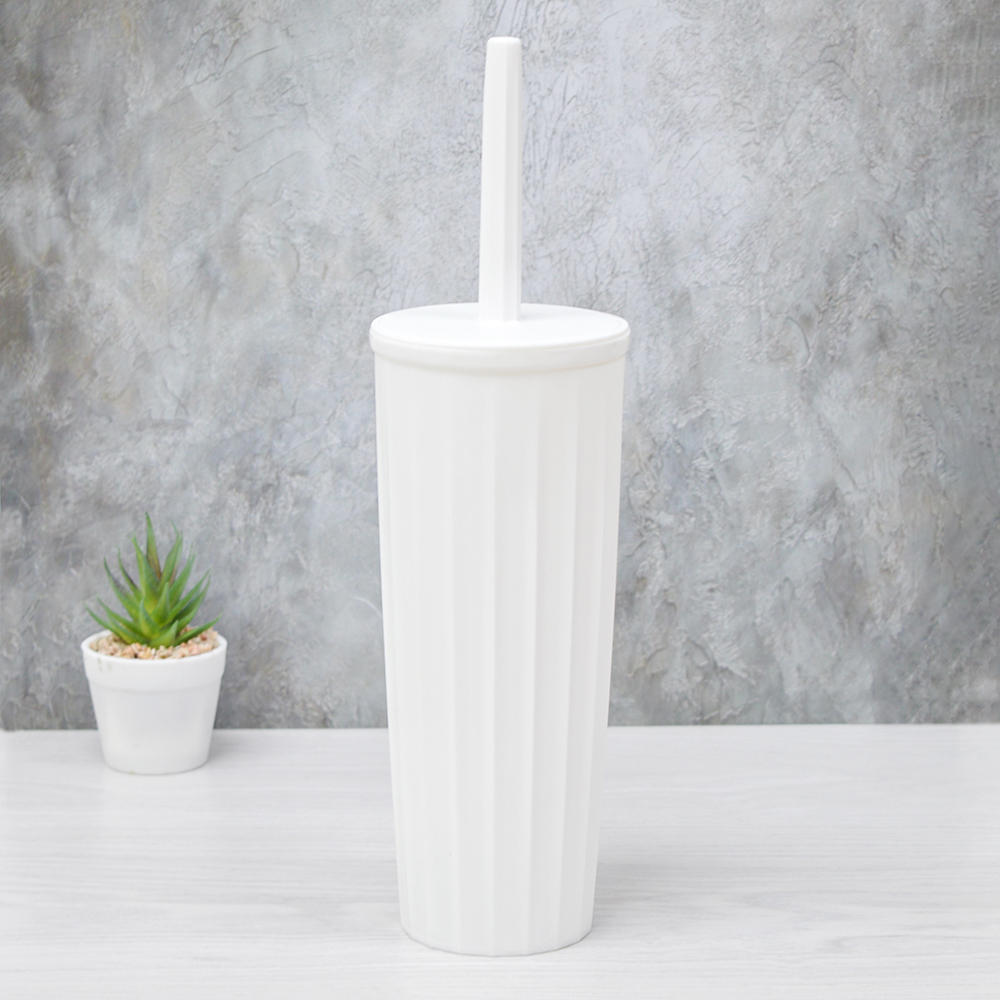 Ерш для туалета "Rock'n'Roll" с подставкой, высокий с крышкой, белый