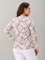 Лонгслив ЛНкл-081/бежевый-абстракциялинии