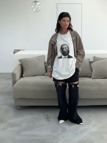 Белая хлопковая футболка "Луи Армстронг"