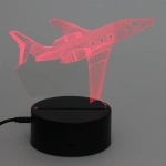 Светильник ночник «3D-Самолёт» на пластиковой подставке, с включателем USB