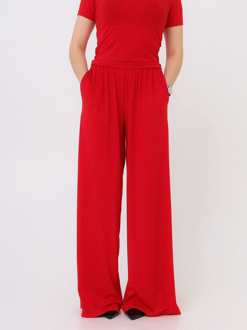 Брюки Вискоза, красные