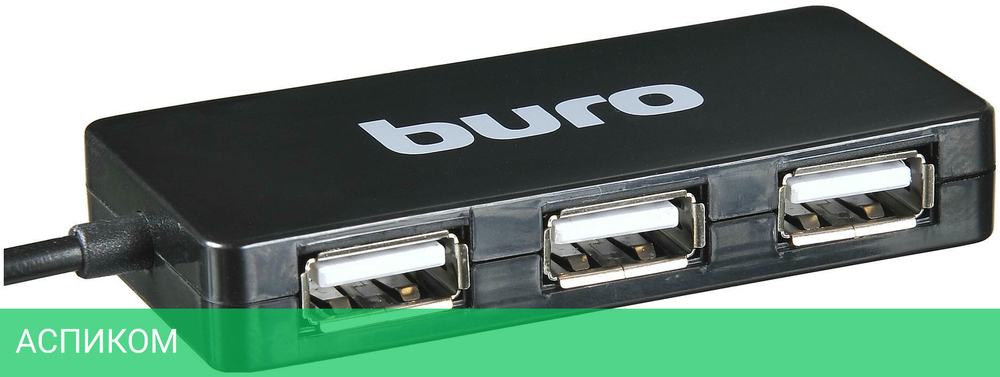 USB-хаб Buro BU-HUB4-U2.0-Slim черный