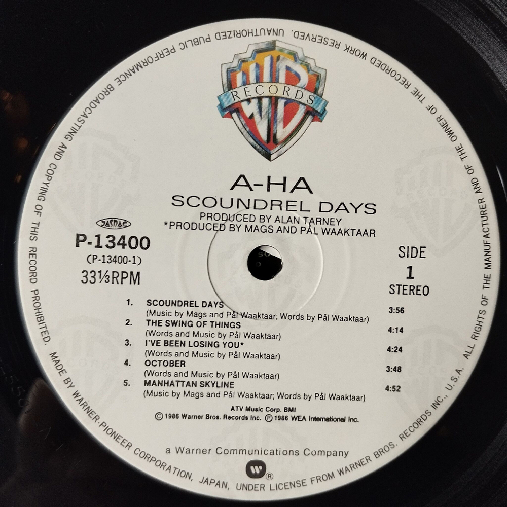 Винтажная виниловая пластинка LP A ha Scoundrel Days (Japan 1986) (No Obi) Manhattan Skyline
