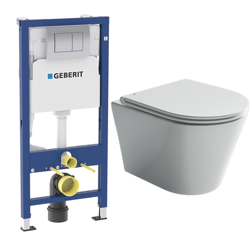 Комплект подвесной безободковый унитаз Ceramica Nova Forma с крышкой-сиденьем CN3011 + инсталляция Geberit Delta 458.163.21.1 с панелью смыва, хром глянцевый