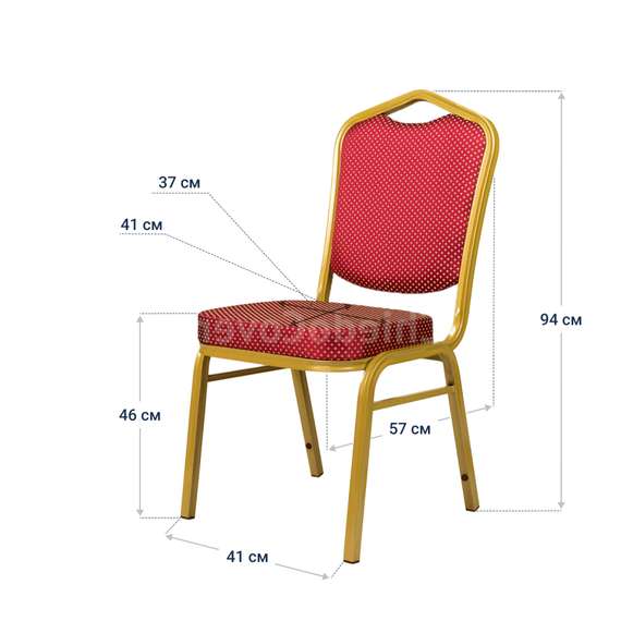 Стул Хит 25мм красный с широким сиденьем, золото, красная корона