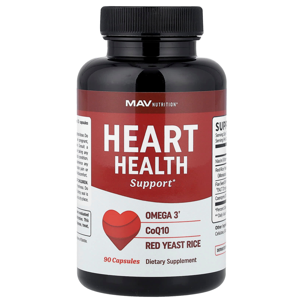 MAV Nutrition, добавка для поддержки здоровья сердца, 90 капсул