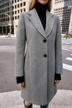 ZARA ПАЛЬТО С ПОДПЛЕЧНИКАМИ ИЗ МЯГКОЙ ТКАНИ, СЕРЫЙ