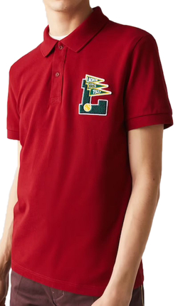 Мужское теннисное поло Lacoste Men’s Regular Fit L Badge Cotton Piqué Polo Shirt - красный