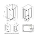 Душевой ограждение 120х80, без Поддона AM.PM X-Joy W94G-403-12080-BТ Стекло прозрачное, профиль черный