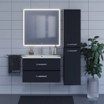 Тумба с раковиной для ванной Uperwood Foster 80 см, подвесная, черная