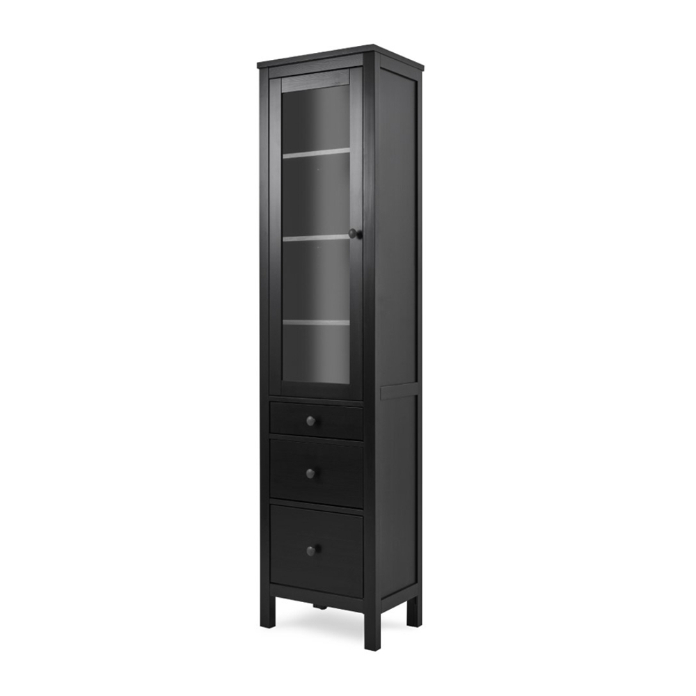 Шкаф-витрина Хемнэс Hemnes/Кымор, 3 ящика, 49х198х37 см, черный