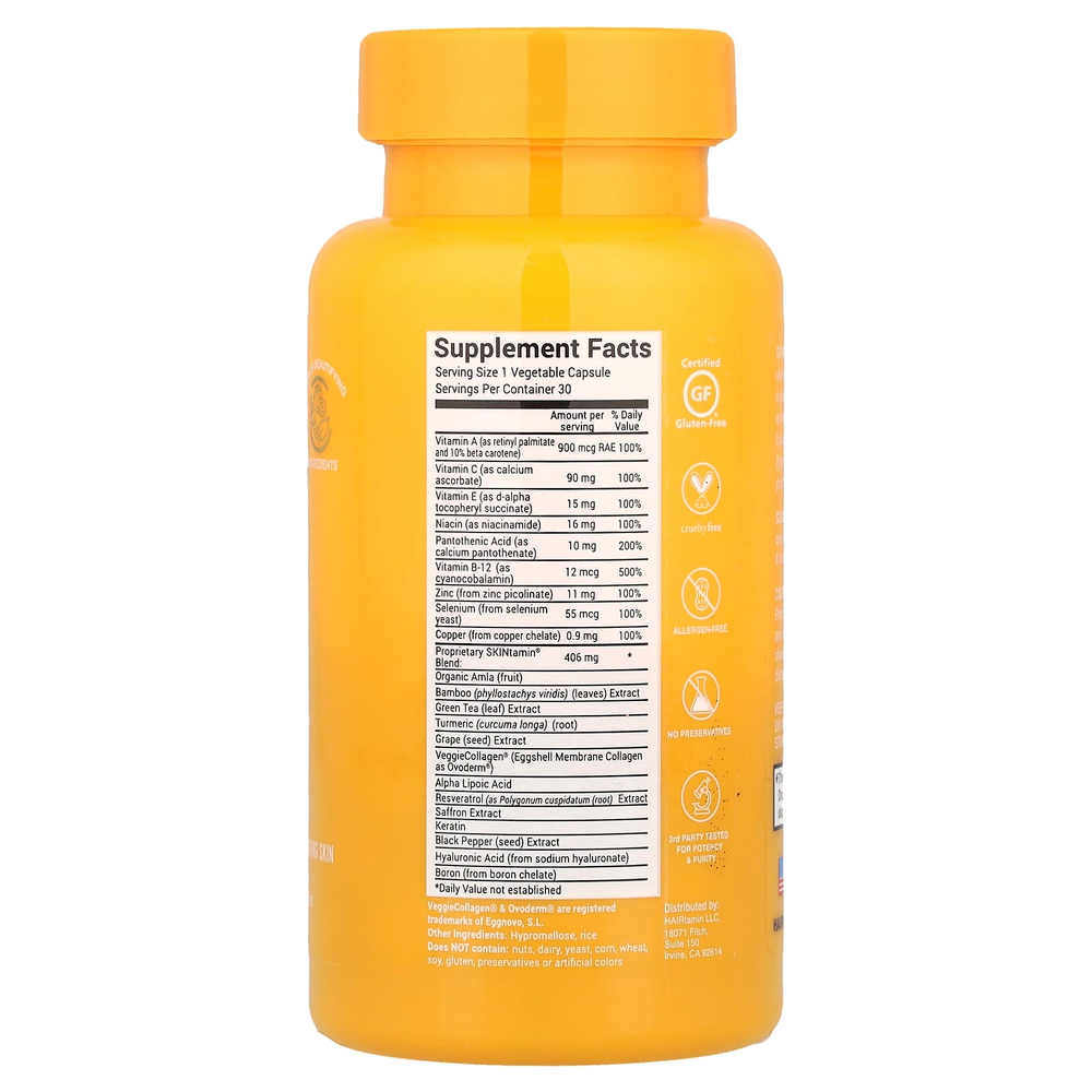 HAIRtamin, SKINtamin® With VeggieCollagen®, 30 капсул