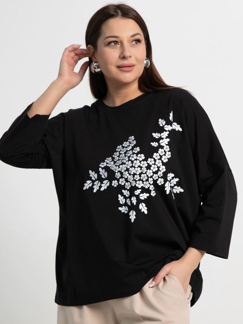 Блуза Ромашка (черная) Б15384-24М LT Collection