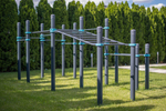 Воркаут комплекс для детей: рукоход двухсекционный с подъёмом, брусья и 8 турников