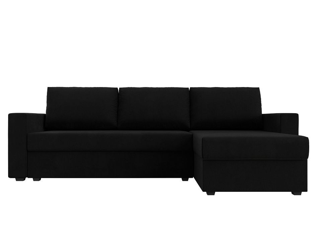 Диван угловой Траумберг Лайт правый угол, Черный, Микровельвет, 117134