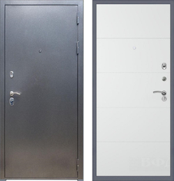 Входная металлическая дверь в квартиру Сенатор Эталон 3К Антик серебро Тривиа софт белый матовый, без текстуры