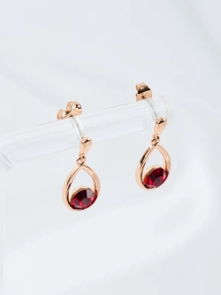Серьги-капли Белла с красными кристаллами Swarovski