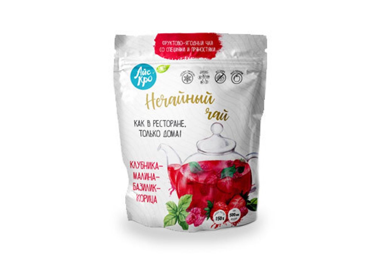 Малино-клубничный чай с базиликом и корицей, 150г