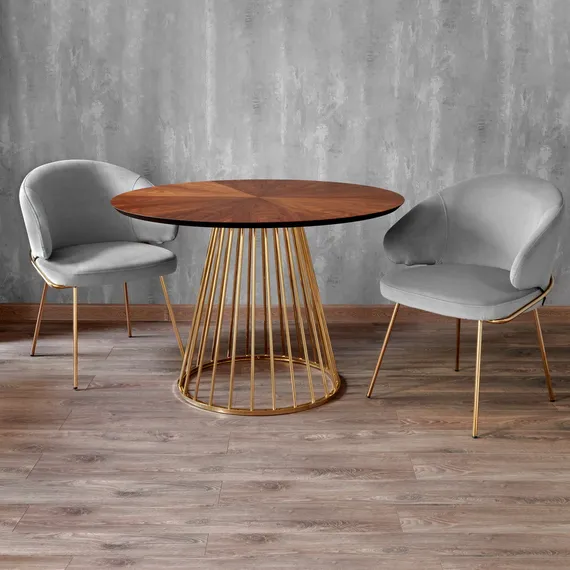 Стул Lime, серый микровелюр с золотыми ножками