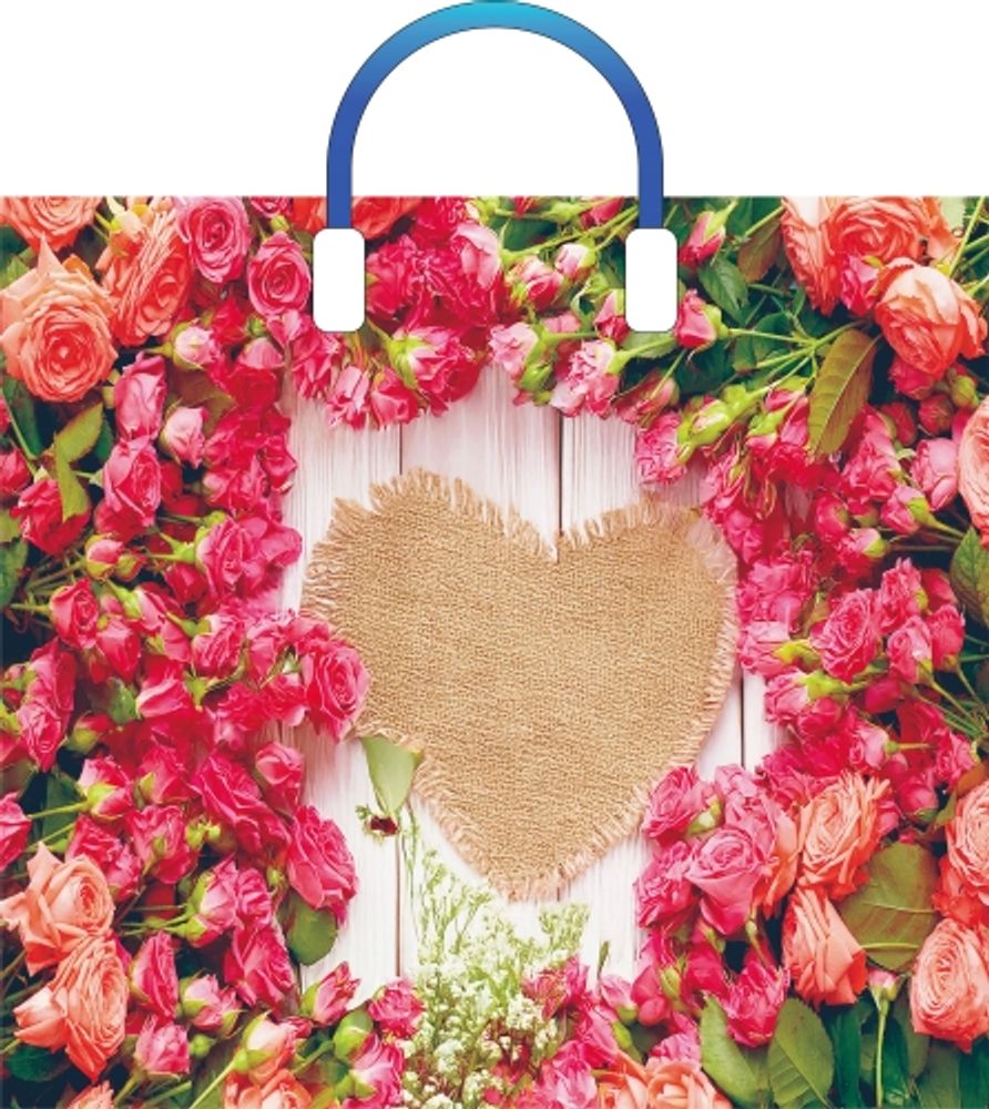 Пакеты с пластиковыми ручками "Кустовые розы" 38x34+3см 90мкм (10/150шт)