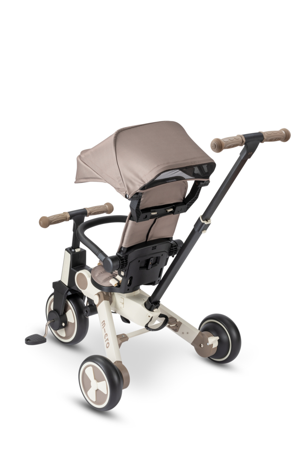 Трехколесный велосипед Micro с родительской ручкой, бежевый