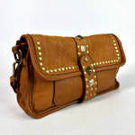 Женская сумка-клатч из натуральной кожи цвета whisky