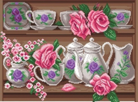"Розовый сервиз"-1868 канва с рисунком