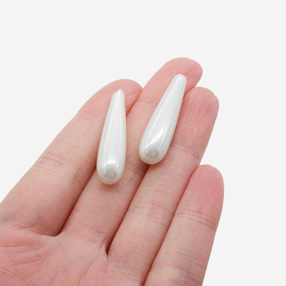 Хрустальный жемчуг, оттенок "Белый", полупросверленная капля, 30,5*8,5мм