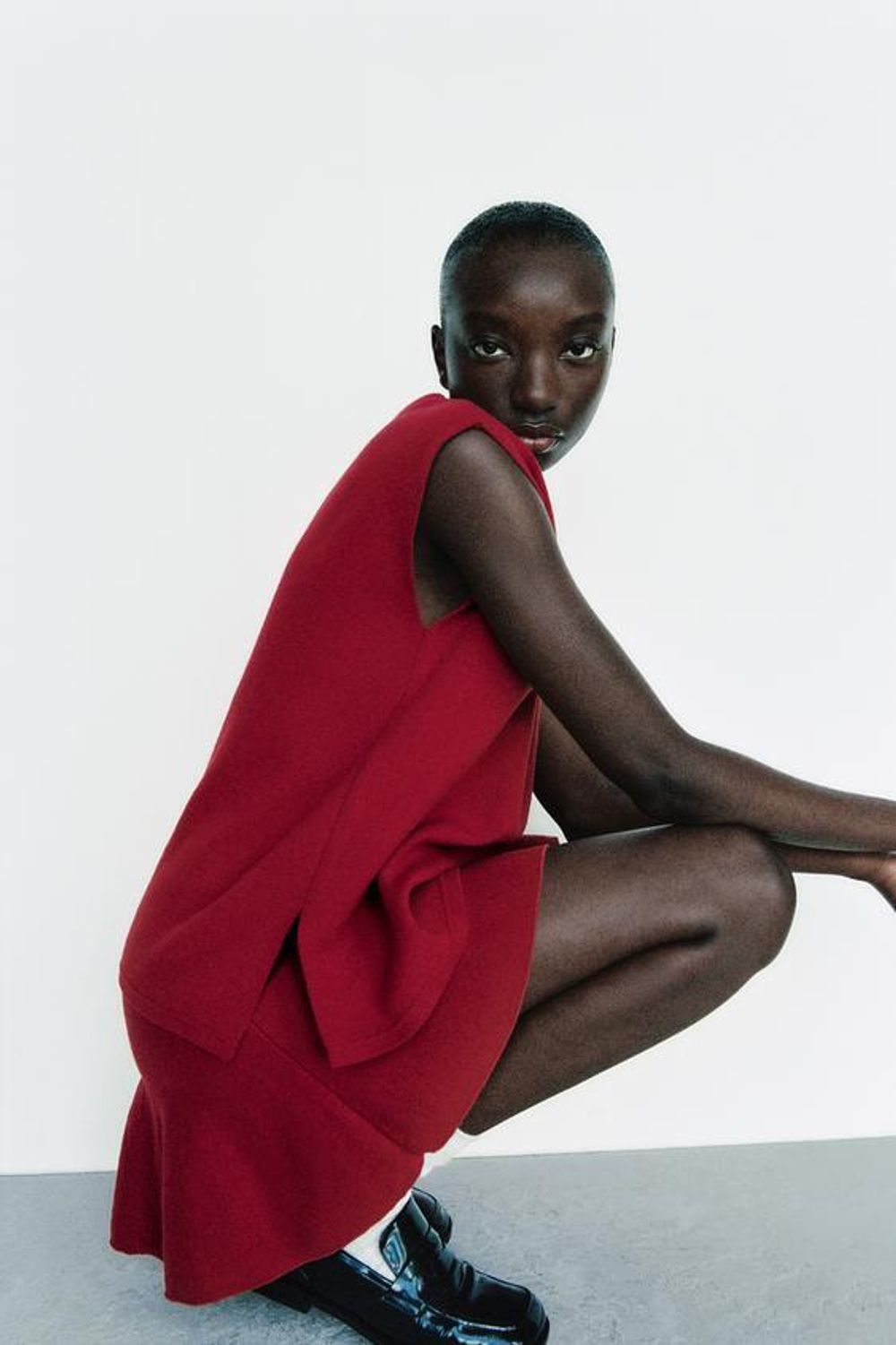 ZARA ТОП С РАЗРЕЗАМИ, ТЕМНО-РОЗОВЫЙ