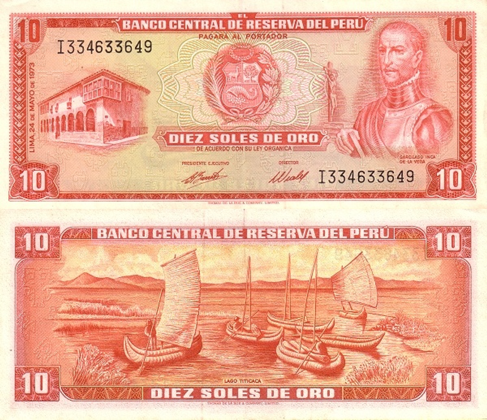 перу 10 Солей 1973 Озеро Титикака UNC