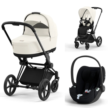 Коляска Cybex Priam IV 3 в 1 цвет Off White на шасси Matt Black