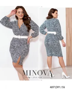 Платье 156-1-синий-белый Minova
