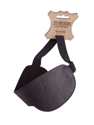 Чёрная широкая кожаная маска на глаза (Цвет: черный)