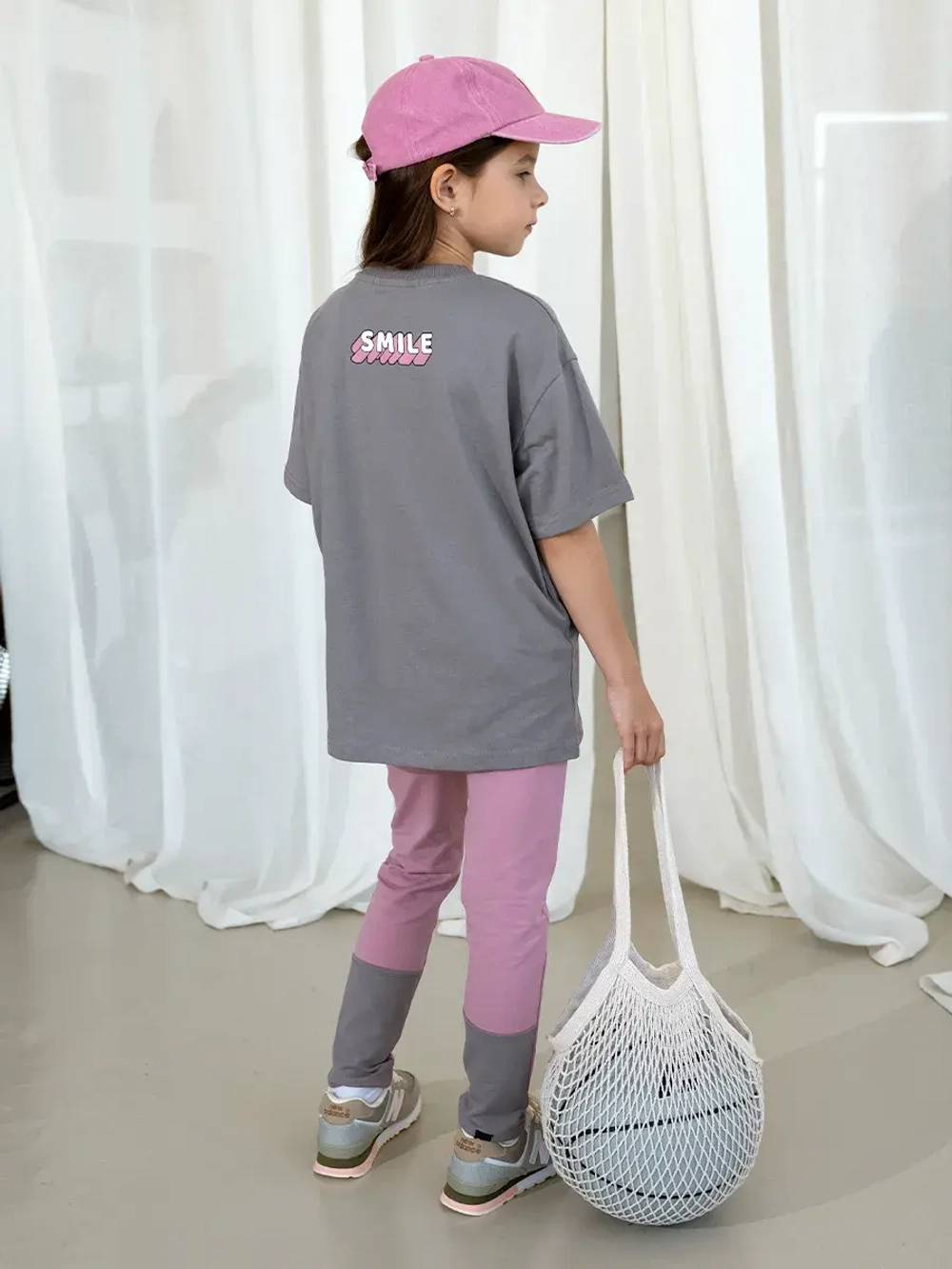 Костюм спортивный для девочки, футболка и леггинсы