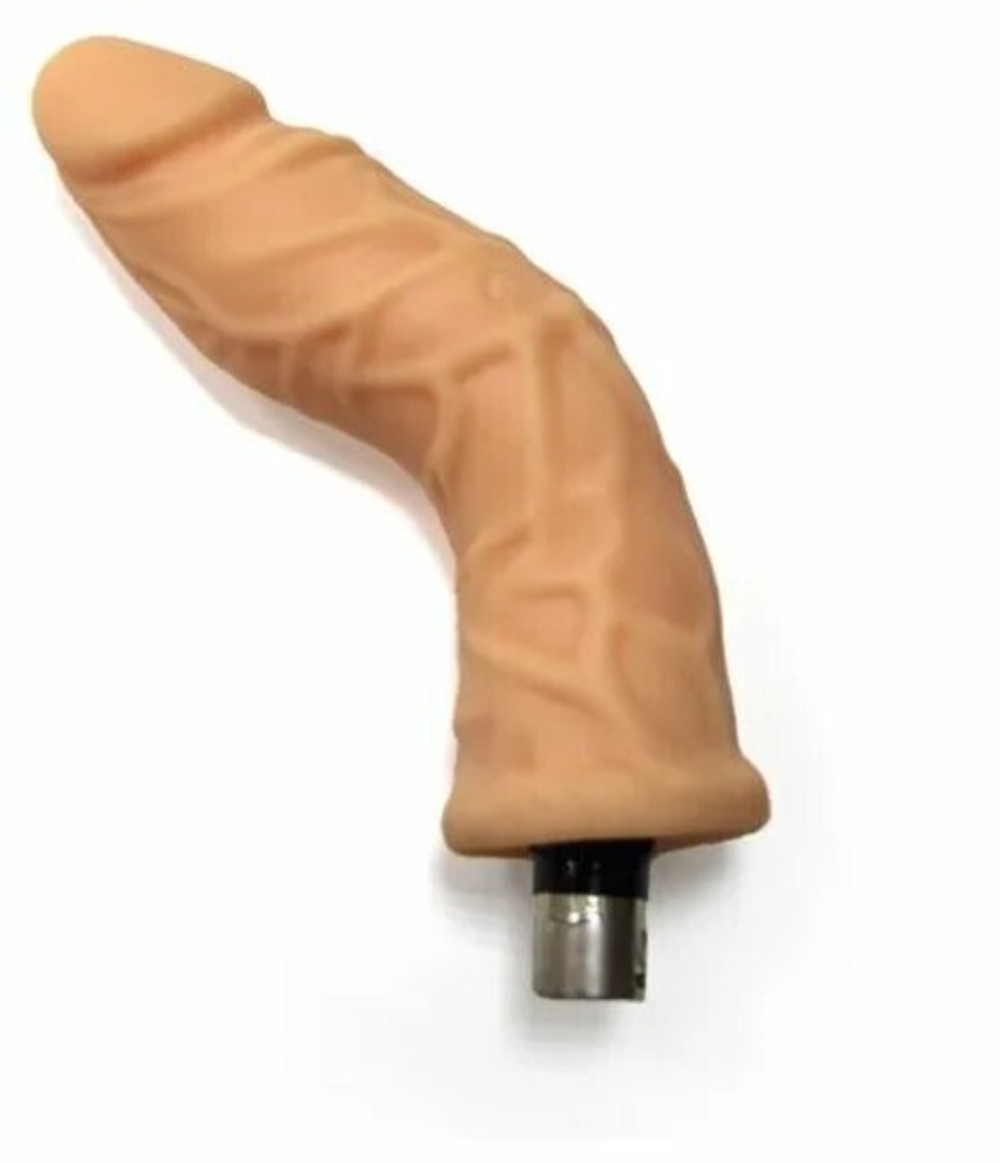 Насадка-фаллоимитатор с внутренним фиксирующим стержнем для секс-машины (Цвет: телесный)