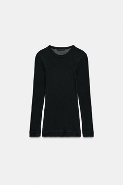 ZARA ДВОЙНАЯ ФУТБОЛКА ИЗ ХЛОПКА SUPIMA®, ЧЕРНЫЙ