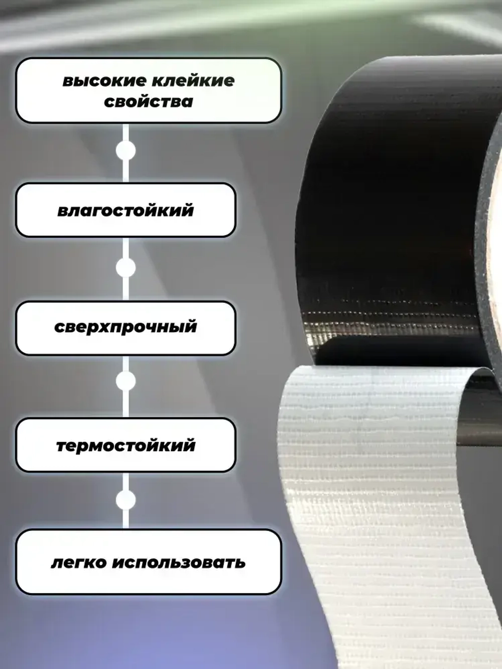 Армированный скотч Waldex Клейкая лента, 48мм*10м, черный, 1 шт.