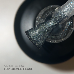 Nail Moda Top Silver Flash - Топ со светоотражающим эффектом, 15мл