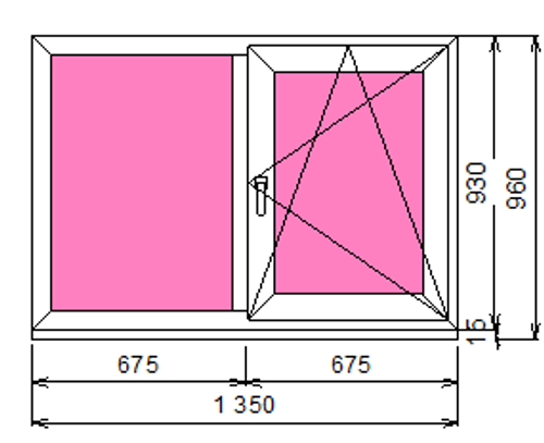 Пластиковое окно 930 х 1350 ТермА Эко