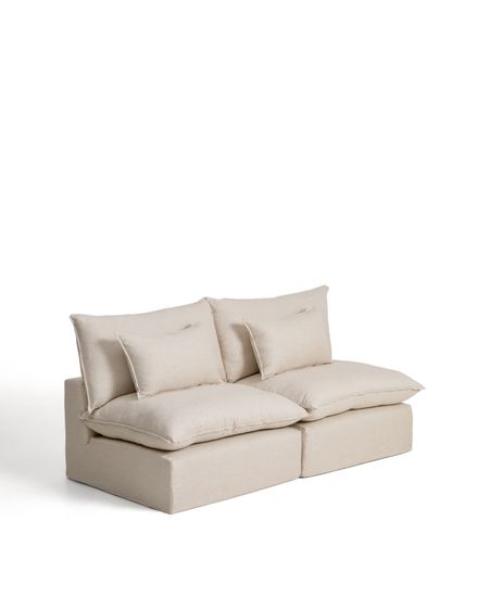 Модульный трехместный диван Anarela из бежевого льна и вискозы со съемным чехлом, 220 см