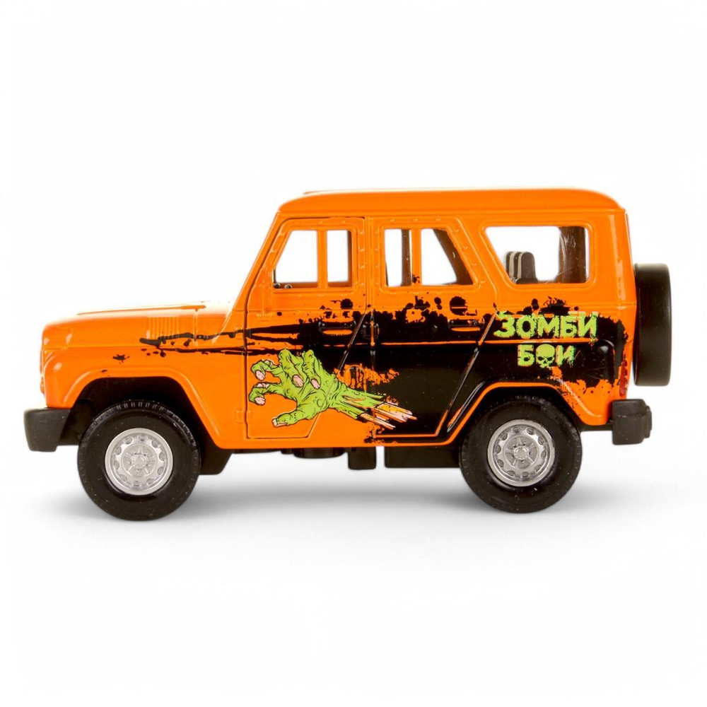 Модель ин.мет. "УАЗ Hunter Зомби" 12см, двер, багаж, оранжевый, коробка HUNTER-12ZOM-OG (Технопарк)
