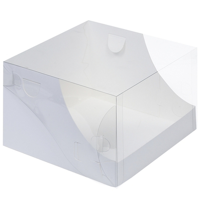 Коробка под торт с пластиковой крышкой 205*205*140 (белая)