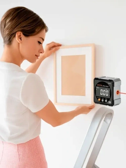 Угломер цифровой 2 в 1 с лазерным уровнем, влагозащита IP67, инклинометр с магнитным креплением и USB-зарядкой