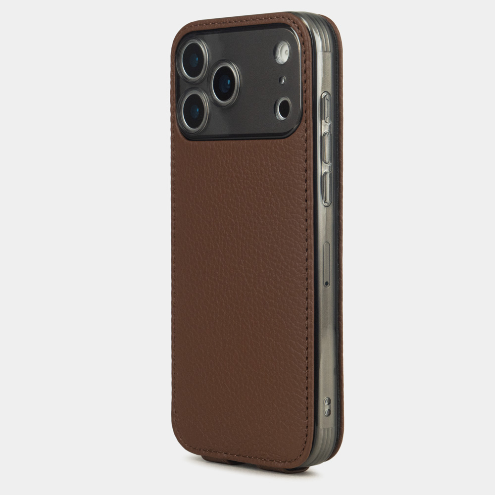 Кожаный чехол для iPhone 17 Pro, теленок цвета шоколад