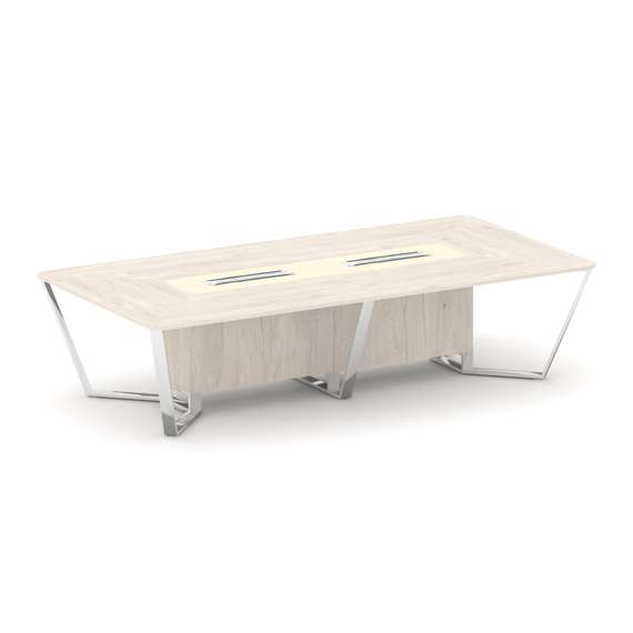 Steel Meet Стол переговорный прямоугольный MM-PR.B.SP-12 Денвер Светлый/Ваниль Глянец/Нержавеющая Ст