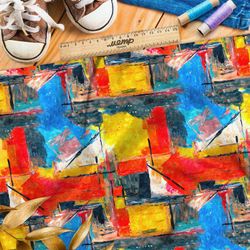 Ткань атлас рыбный городок франции