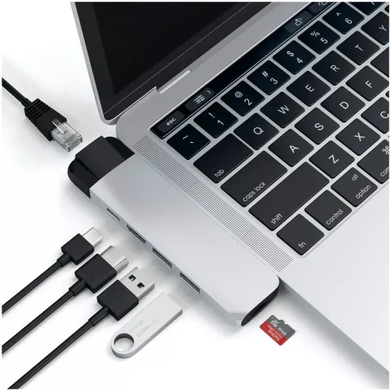 USB-концентратор Satechi Type-C Pro Hub Adapter with Ethernet (ST-TCPHE), разъемов: 3, Silver